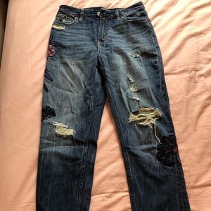 Abercrombie cropped embroidered jeans